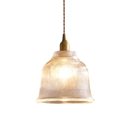 Vintage Frosted Glass bell led pendant lamp for bedroom Image - 5