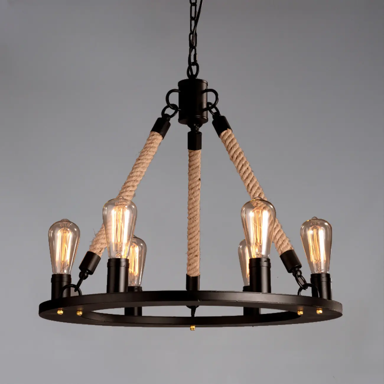 Industrial Vintage Iron Chandelier with 	Adjustable Height Image - 6 | homeyfad