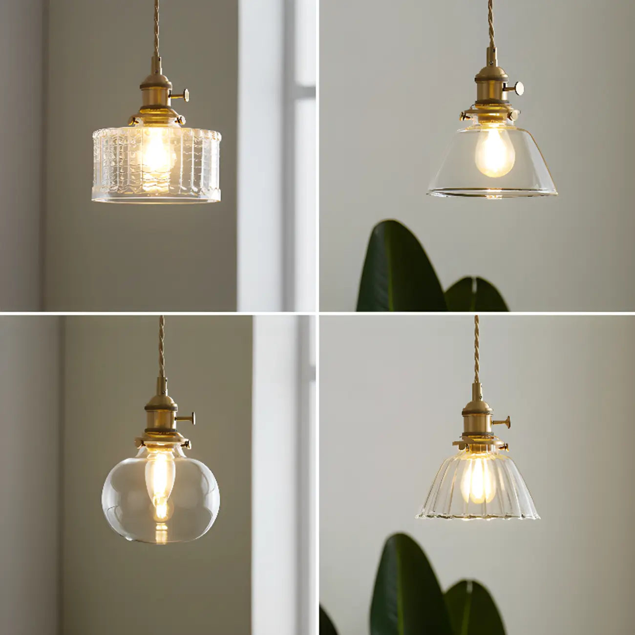 Modern Clear Glass Stripe Lampshade Pendant Light for Dining Room Image - 4 | homeyfad