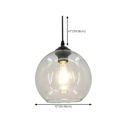 Nordic Smoky Glass Ball Shape Pendant Light for Living Room Image - 11