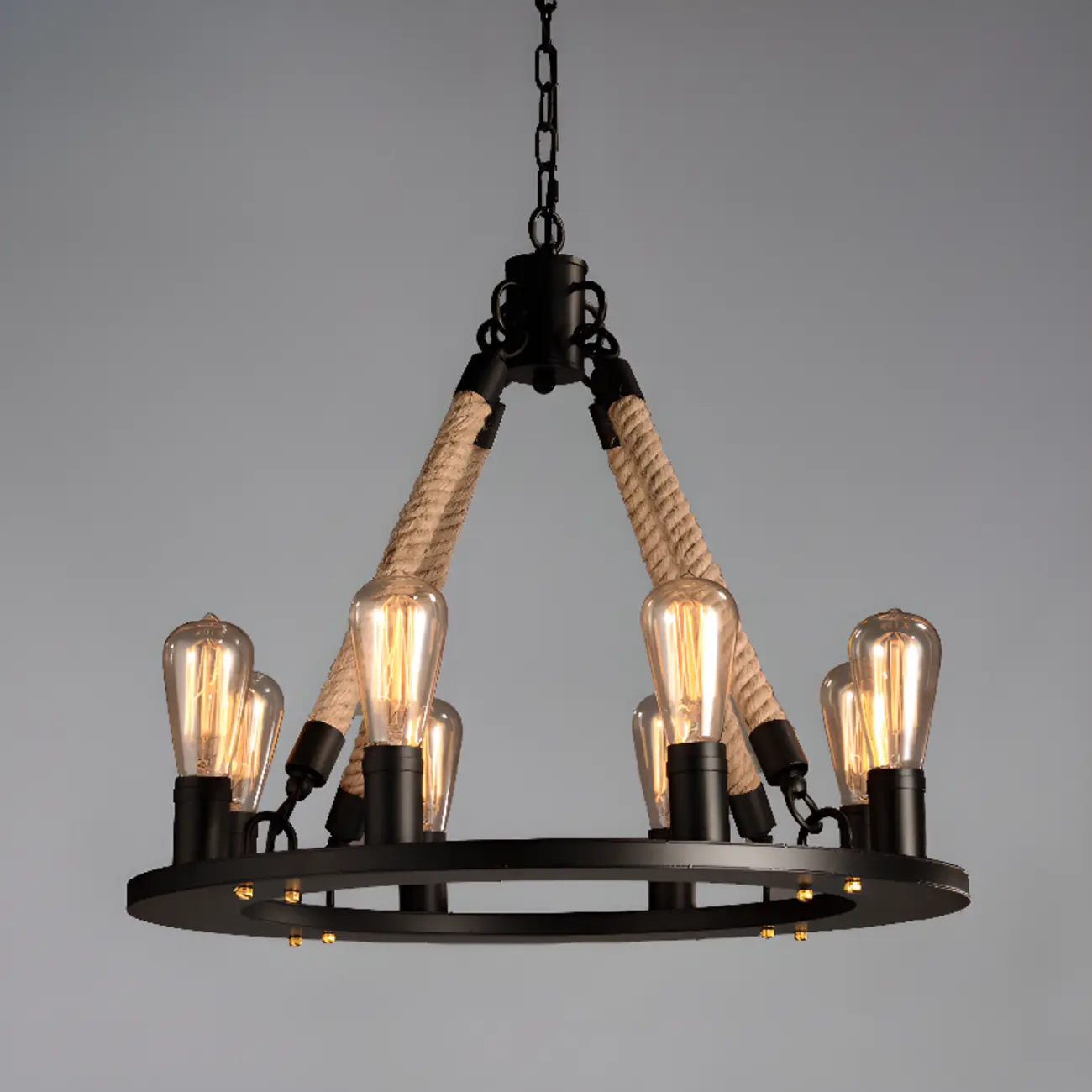 Industrial Vintage Iron Chandelier with 	Adjustable Height Image - 7 | homeyfad