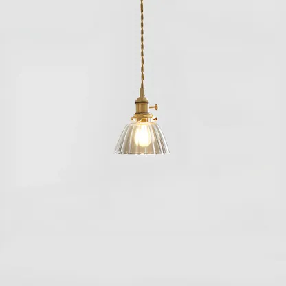 Modern Clear Glass Stripe Lampshade Pendant Light for Dining Room Image - 6