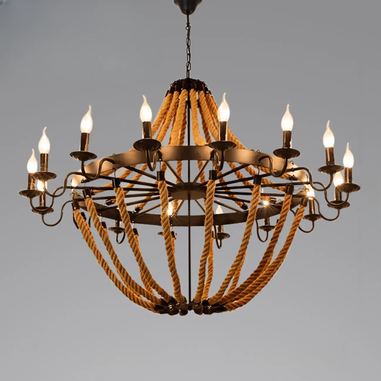 Industrial Vintage Iron Chandelier with 	Adjustable Height Image - 9 | homeyfad