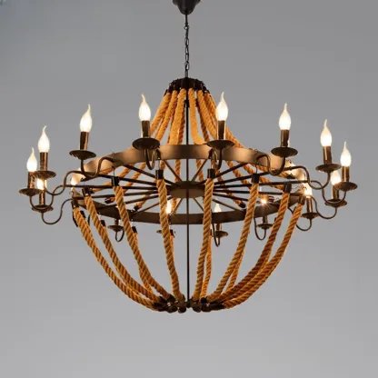 Industrial Vintage Iron Chandelier with 	Adjustable Height Image - 9