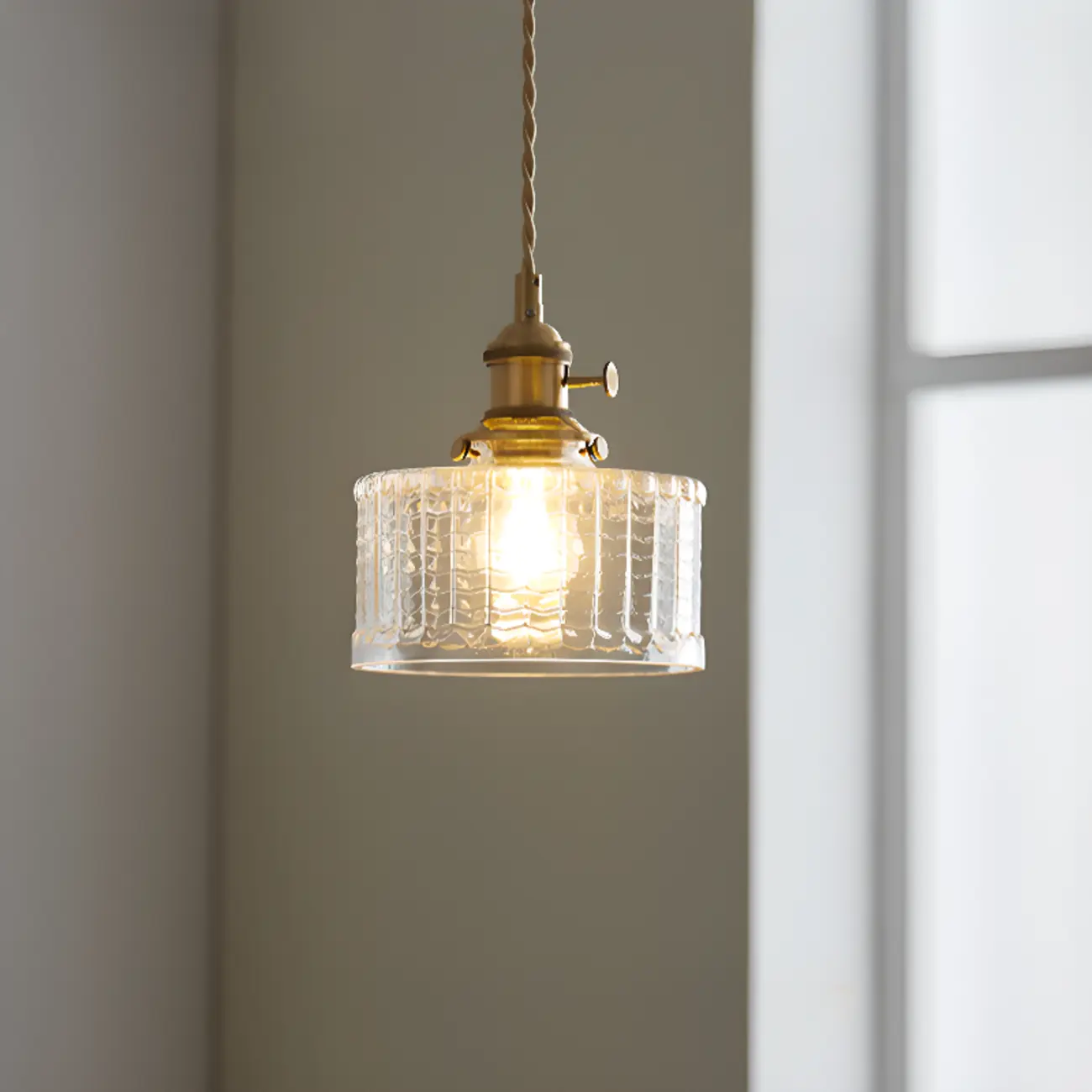 Modern Clear Glass Stripe Lampshade Pendant Light for Dining Room Image - 9 | homeyfad