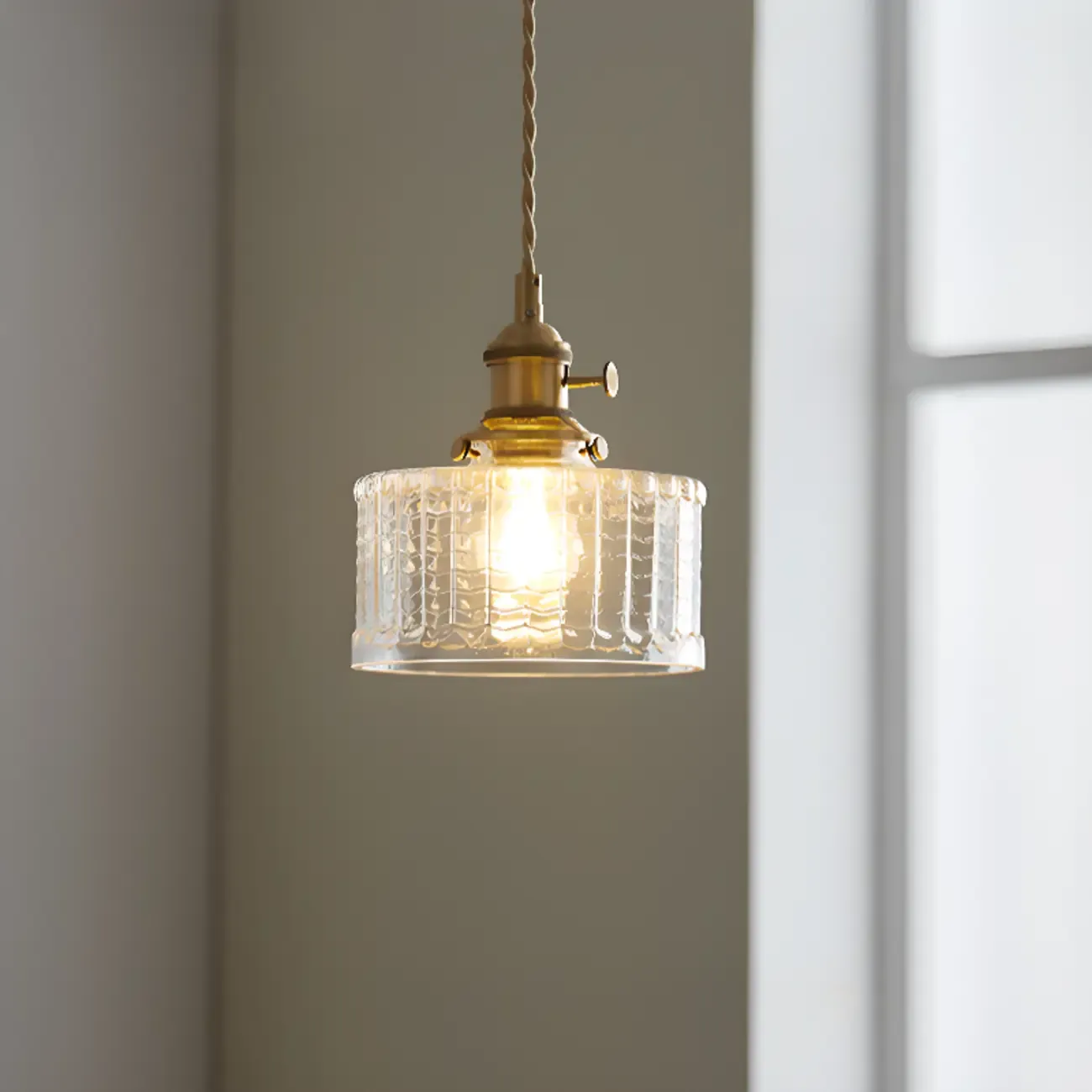 Modern Clear Glass Stripe Lampshade Pendant Light for Dining Room Image - 9