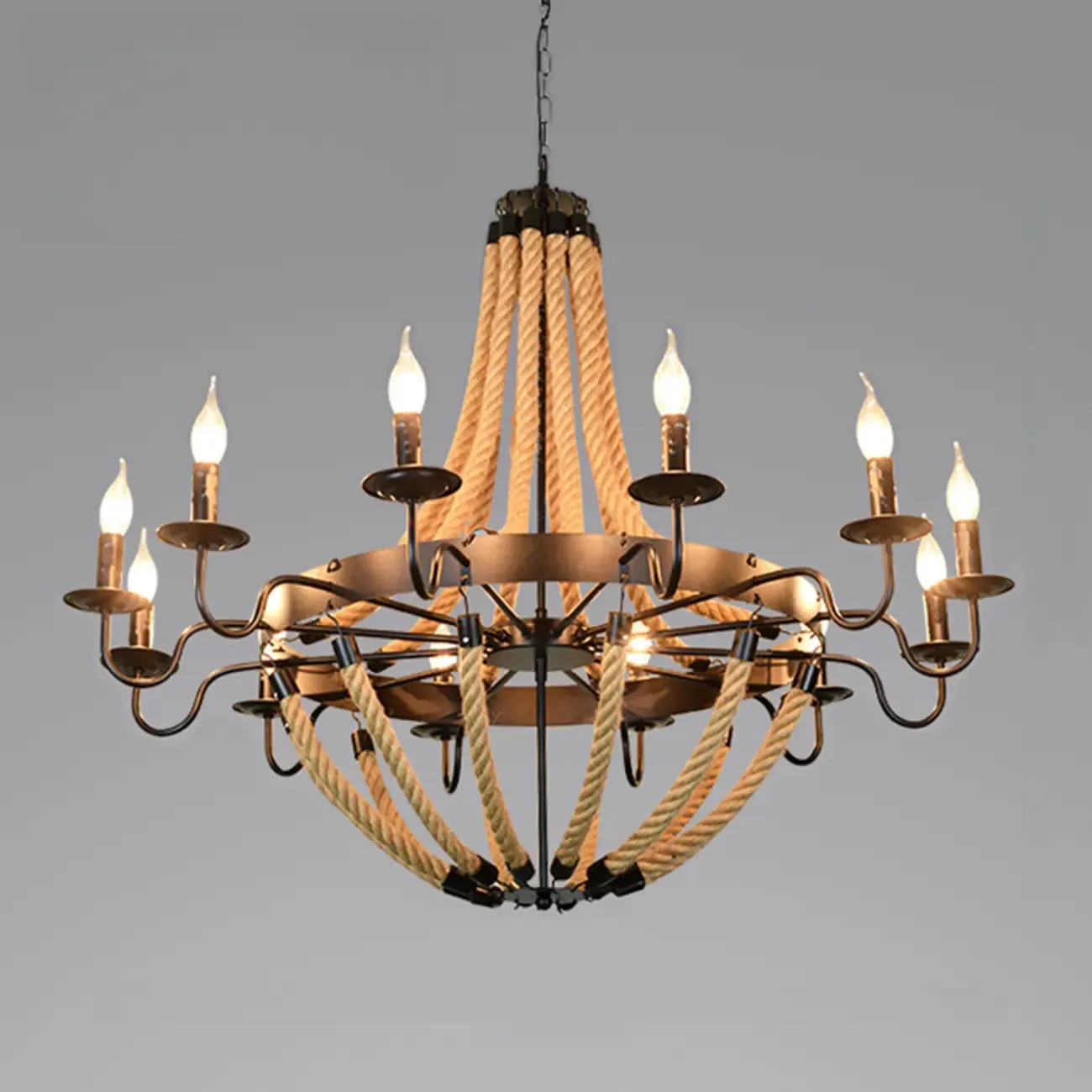 Industrial Vintage Iron Chandelier with 	Adjustable Height Image - 10