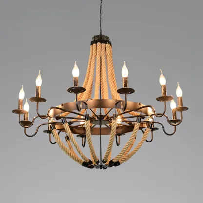 Industrial Vintage Iron Chandelier with 	Adjustable Height Image - 10