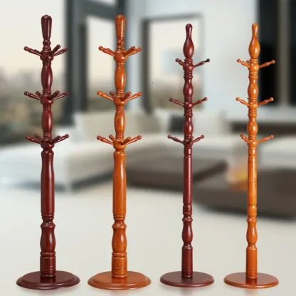 Elegant Walnut Hall Tree with Round Base Image - 2