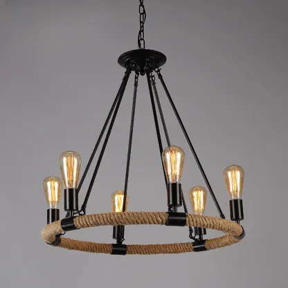 Industrial Vintage Iron Chandelier with 	Adjustable Height Image - 11