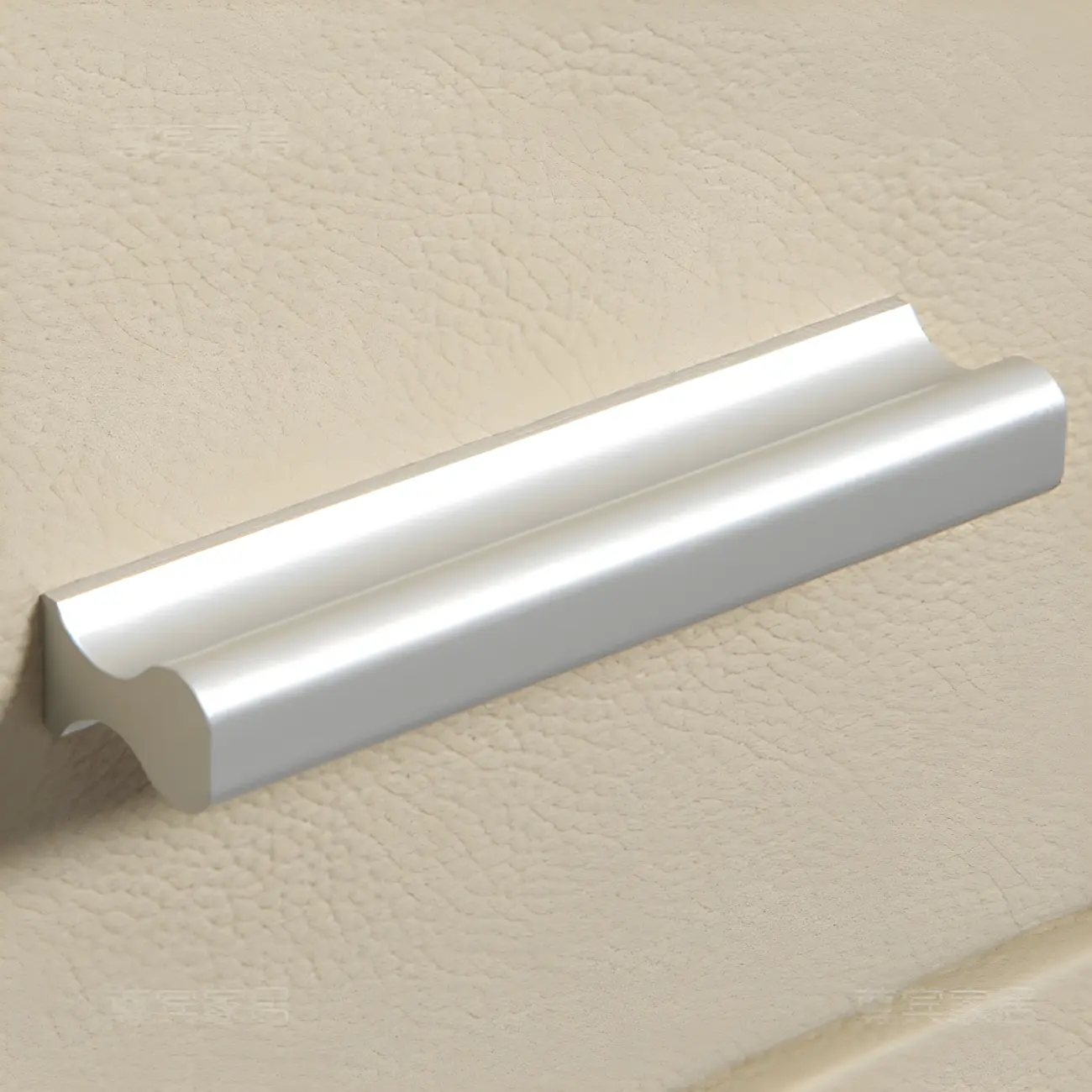 Modern Round Edge Nightstand with 2 Drawers in Beige Leather Image - 12 | homeyfad