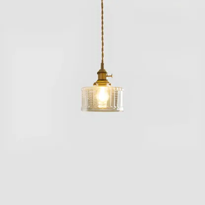 Modern Clear Glass Stripe Lampshade Pendant Light for Dining Room Image - 11