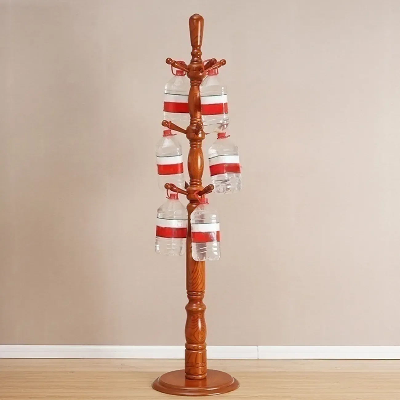 Elegant Walnut Hall Tree with Round Base Image - 3