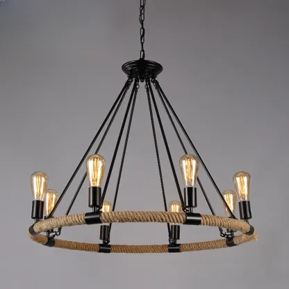Industrial Vintage Iron Chandelier with 	Adjustable Height Image - 12