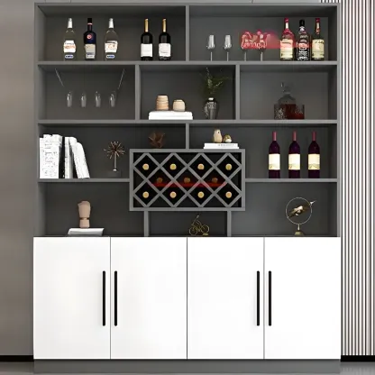 Modern Wooden Wine Rack with Glass Holder Image - 4