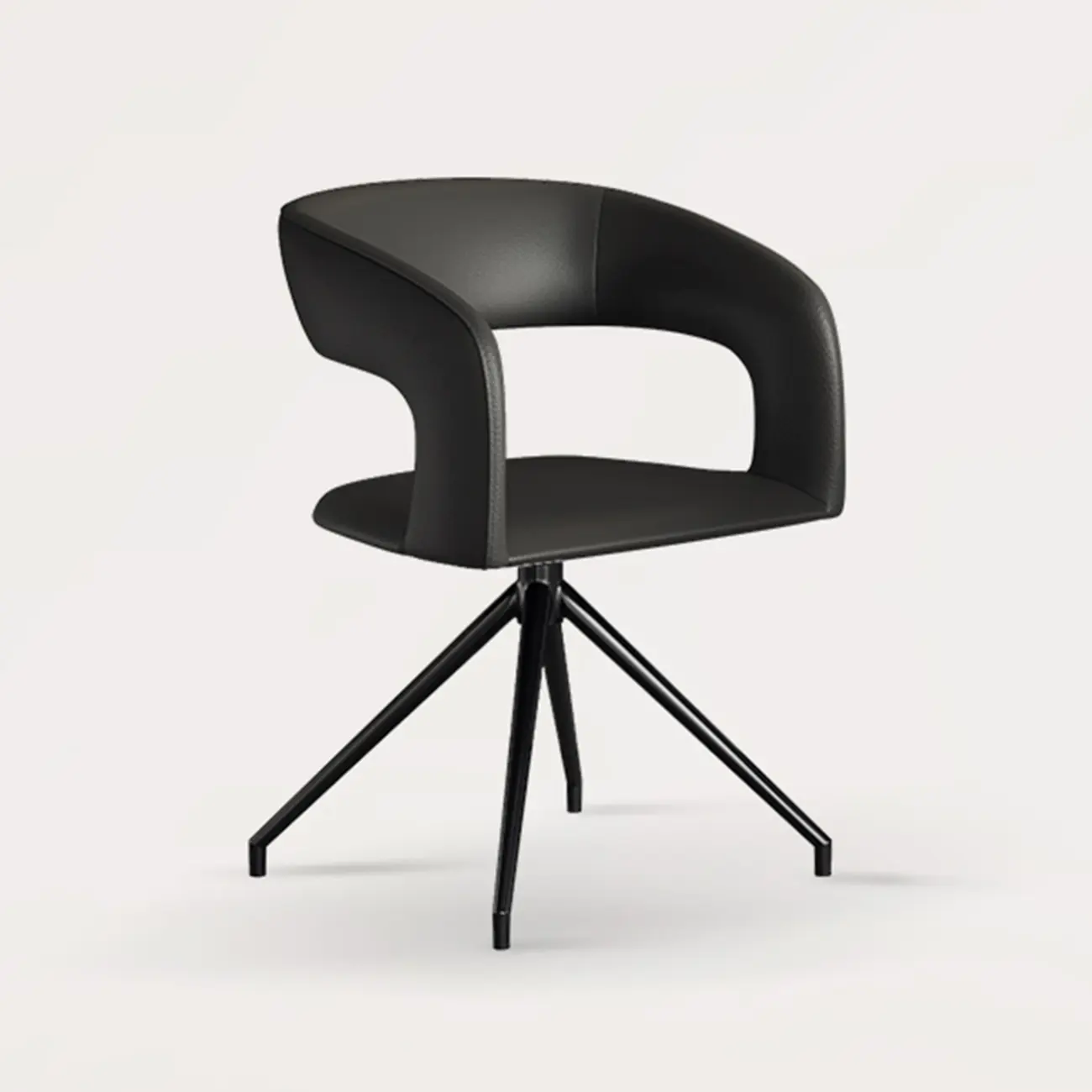Italian Style Faux Leather Upholstered Swivel Arm Dining Chair Image - 2 | homeyfad