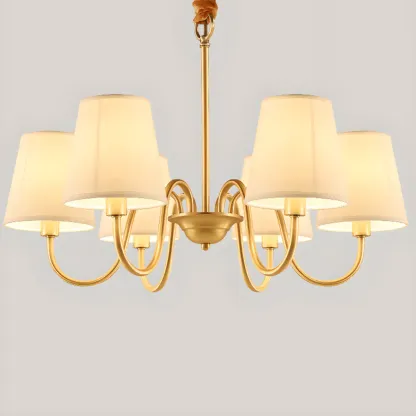 6-Light Modern Chain Fabric Chandelier for Dining Room Image - 5