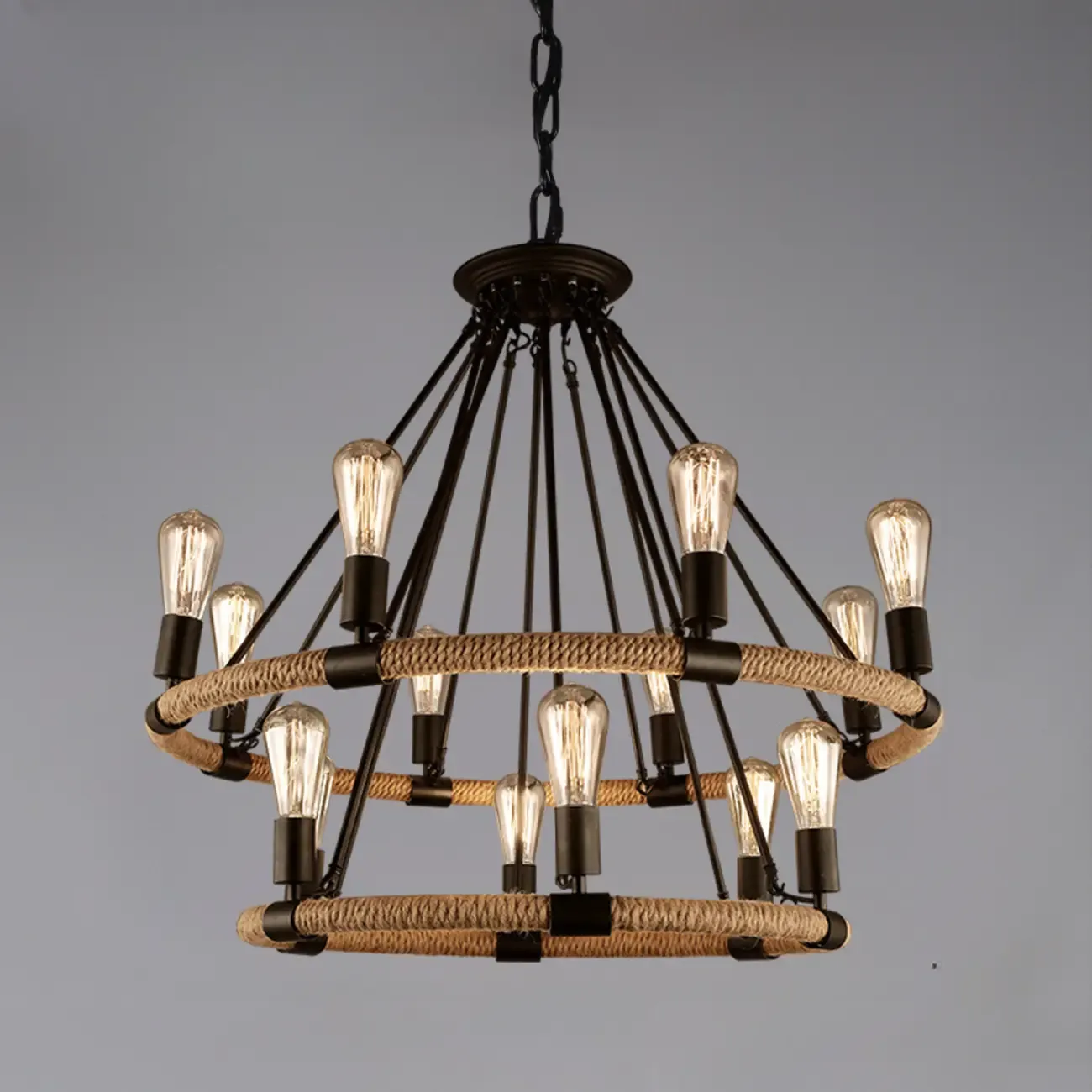 Industrial Vintage Iron Chandelier with 	Adjustable Height Image - 13