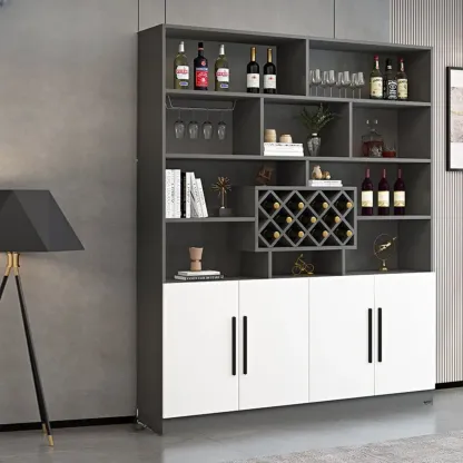 Modern Wooden Wine Rack with Glass Holder Image - 5