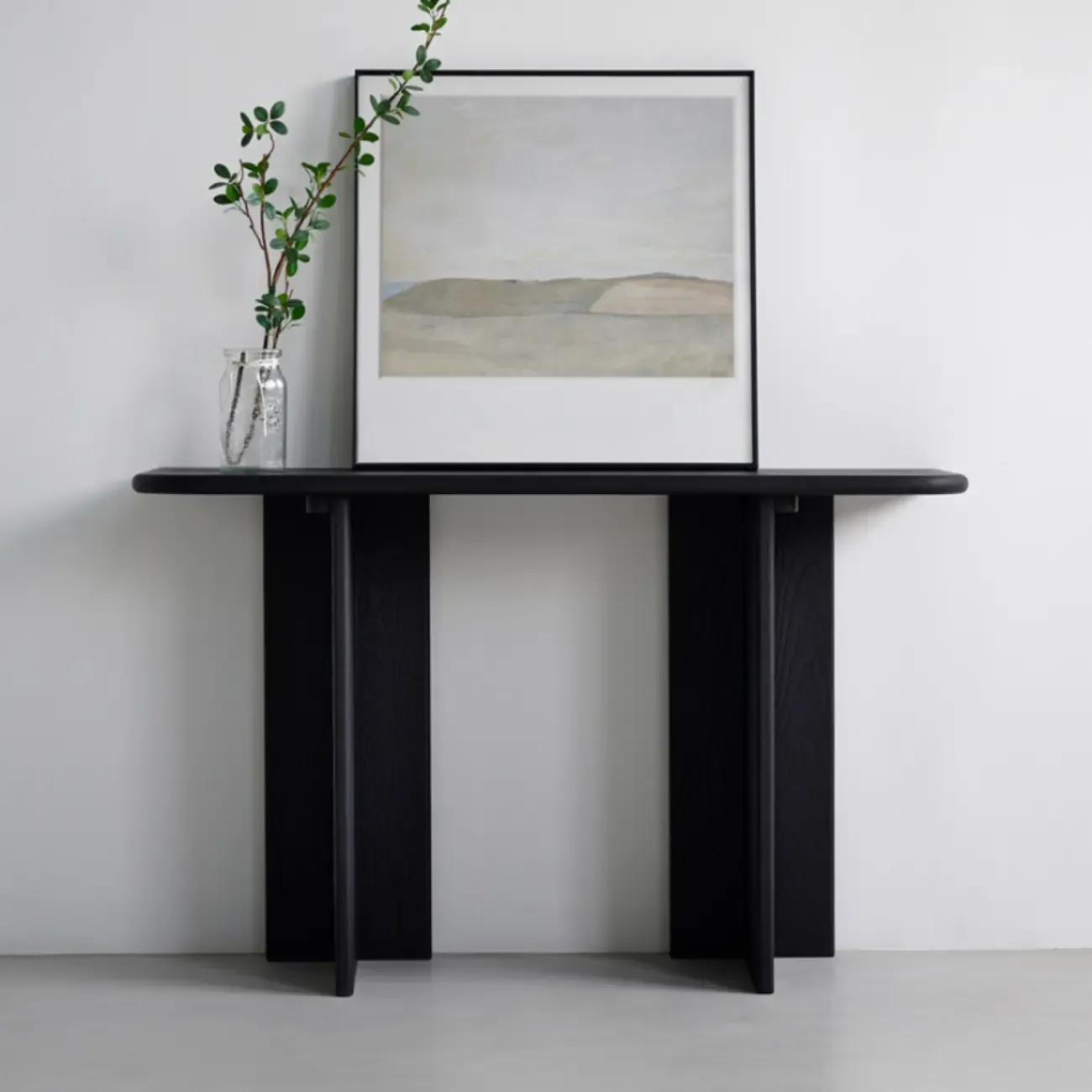 Modern Rectangle Black Ash Console Table Image - 1
