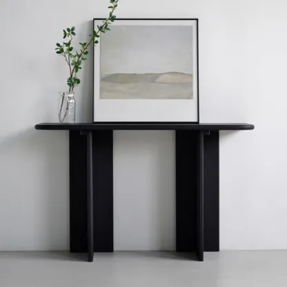 Modern Rectangle Black Ash Console Table Image - 1
