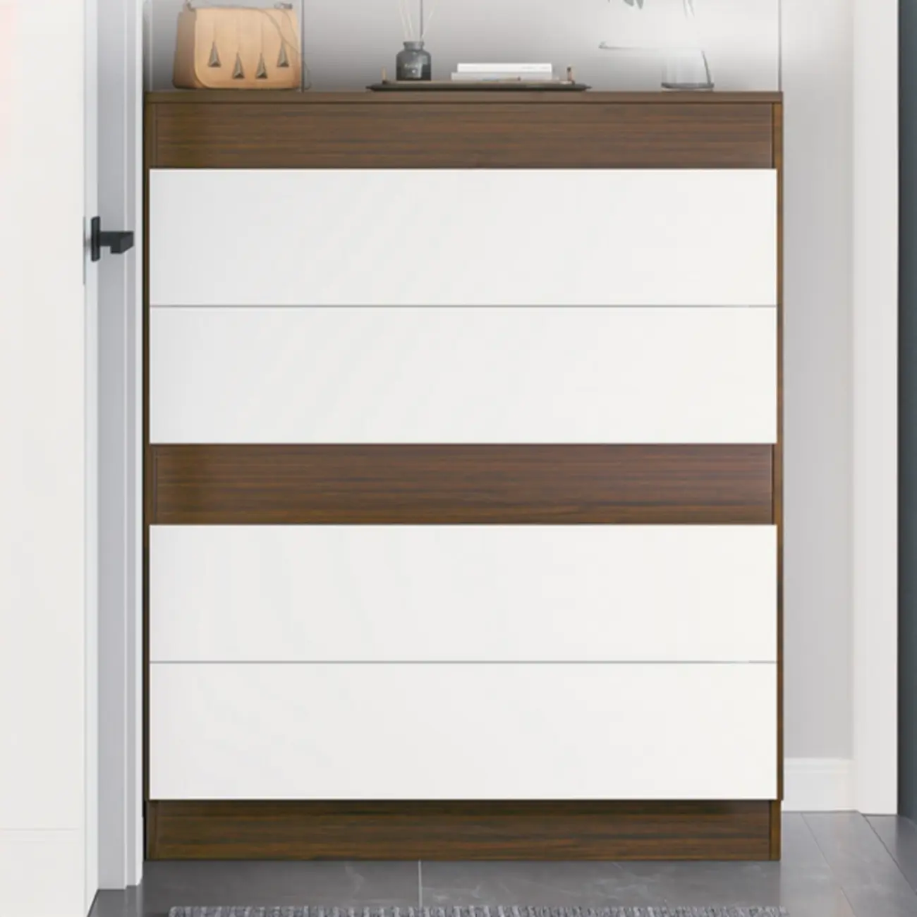 Hallway Wooden Shoe Storage Cabinet with Flip Doors Image - 3 | homeyfad