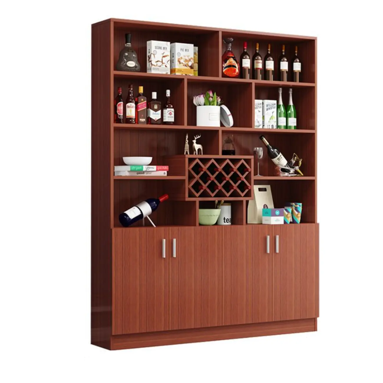 Modern Wooden Wine Rack with Glass Holder Image - 6 | homeyfad