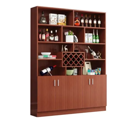 Modern Wooden Wine Rack with Glass Holder Image - 6