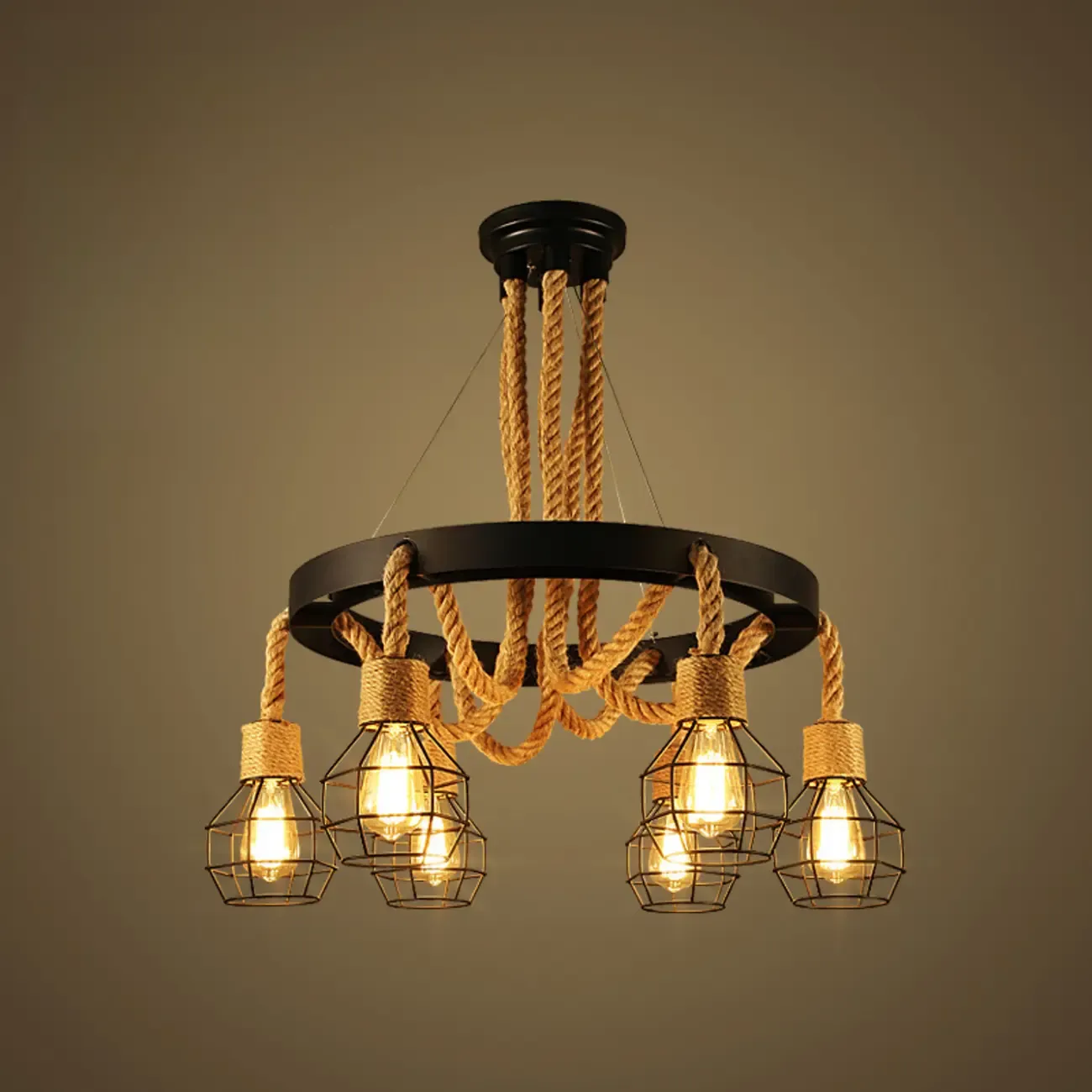 Industrial Vintage Iron Chandelier with 	Adjustable Height Image - 15