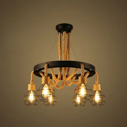 Industrial Vintage Iron Chandelier with 	Adjustable Height Image - 15