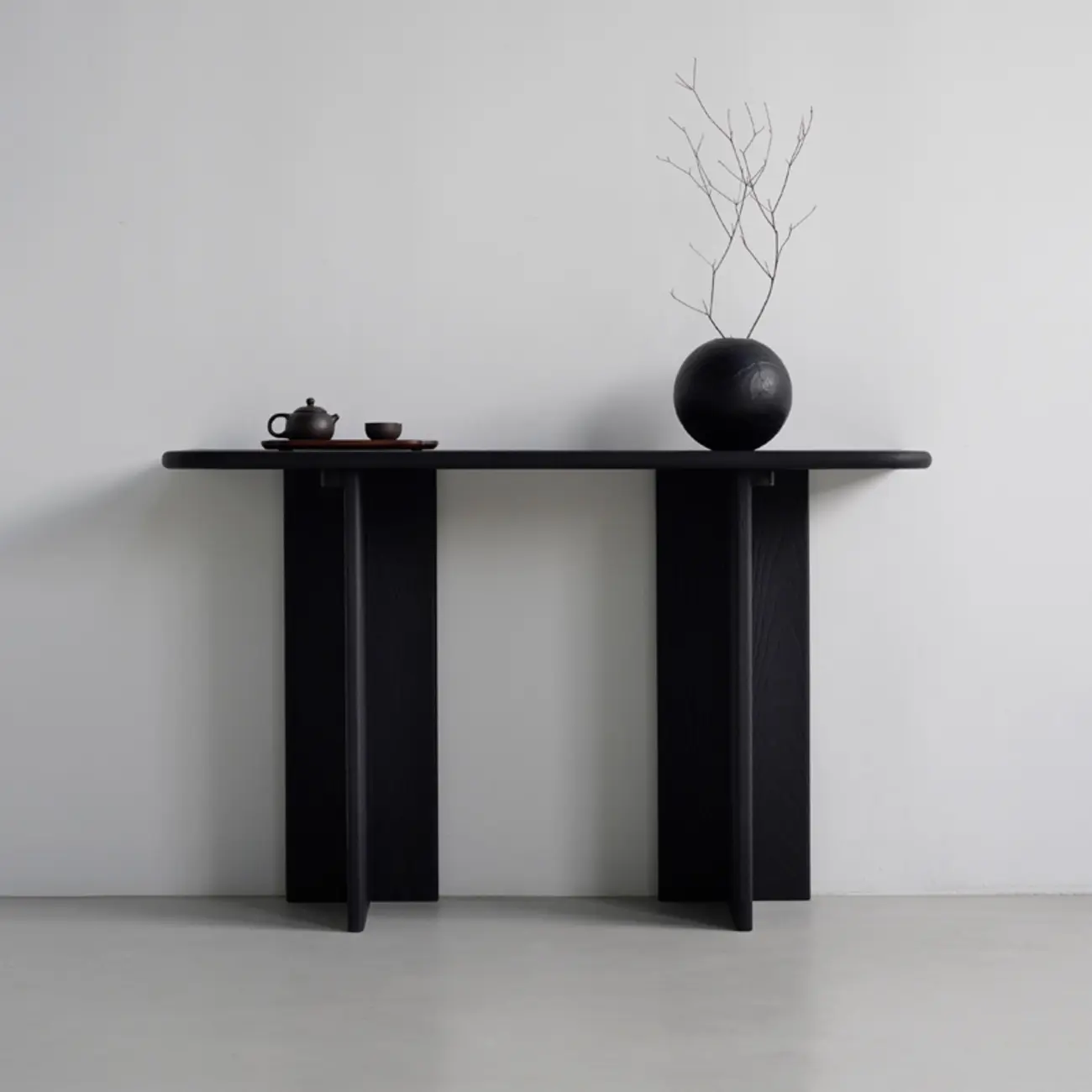 Modern Rectangle Black Ash Console Table Image - 2 | homeyfad