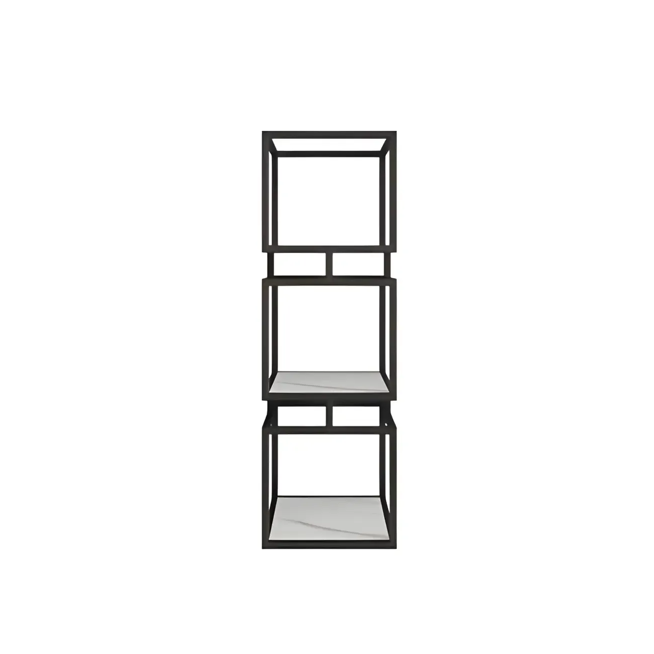Modern Cube Bookcase with Metal Tower Display Shelf in Black & Gold Image - 4