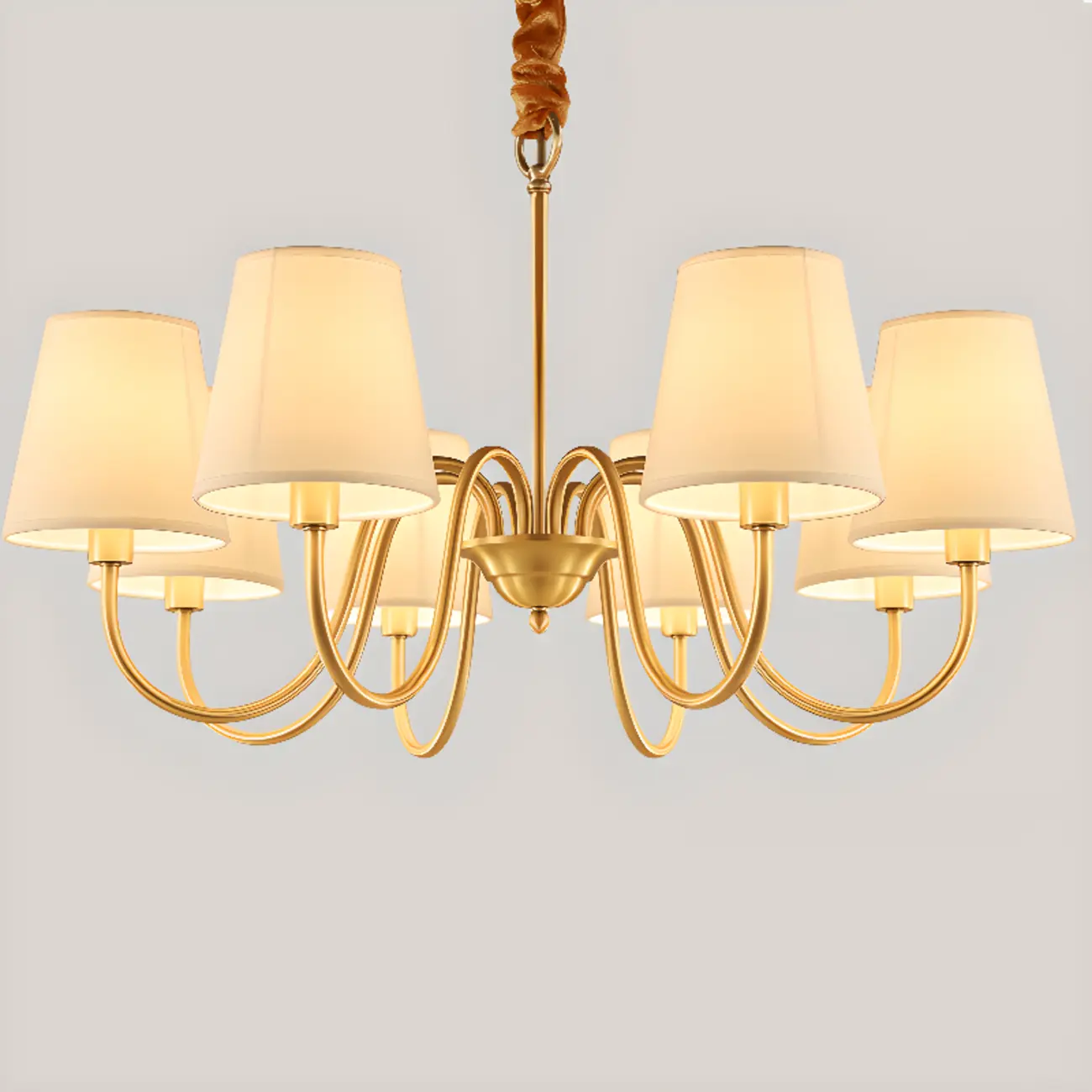 6-Light Modern Chain Fabric Chandelier for Dining Room Image - 7 | homeyfad