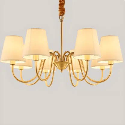 6-Light Modern Chain Fabric Chandelier for Dining Room Image - 7