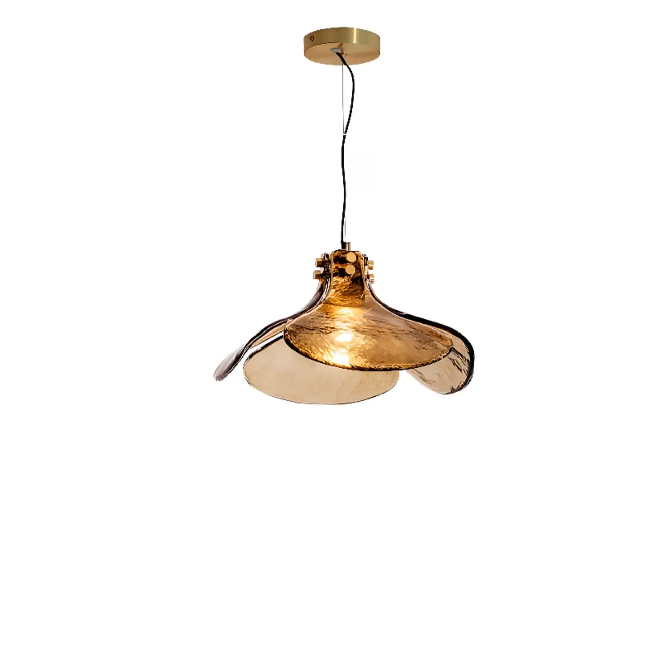 Modern Gold Glass Petals Pendant Light for Living Room Image - 5