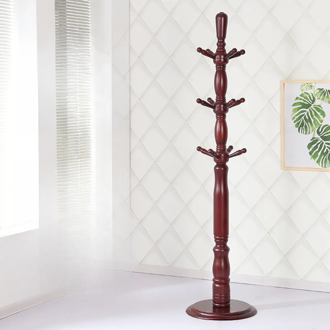 Elegant Walnut Hall Tree with Round Base Image - 7 | homeyfad