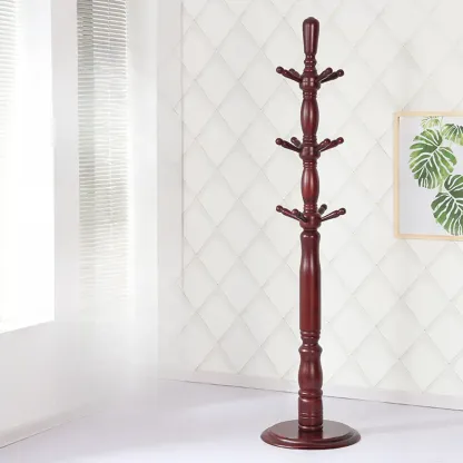 Elegant Walnut Hall Tree with Round Base Image - 7