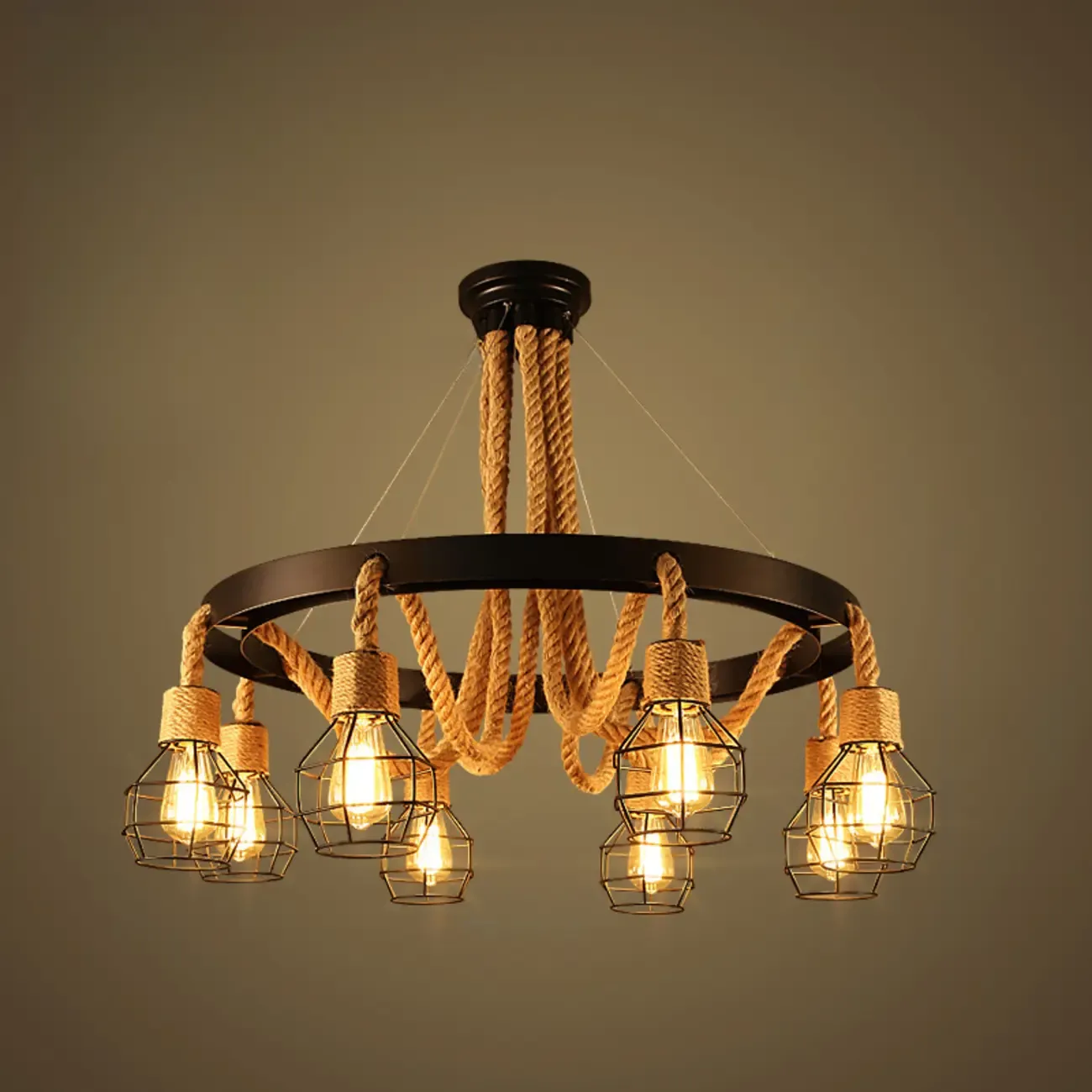 Industrial Vintage Iron Chandelier with 	Adjustable Height Image - 16