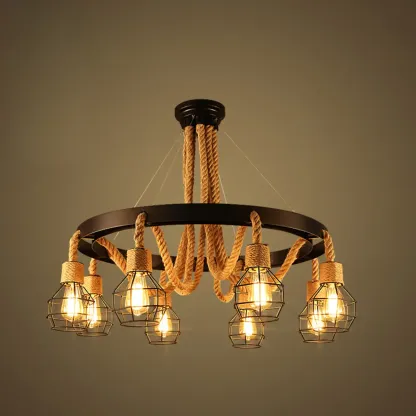Industrial Vintage Iron Chandelier with 	Adjustable Height Image - 16