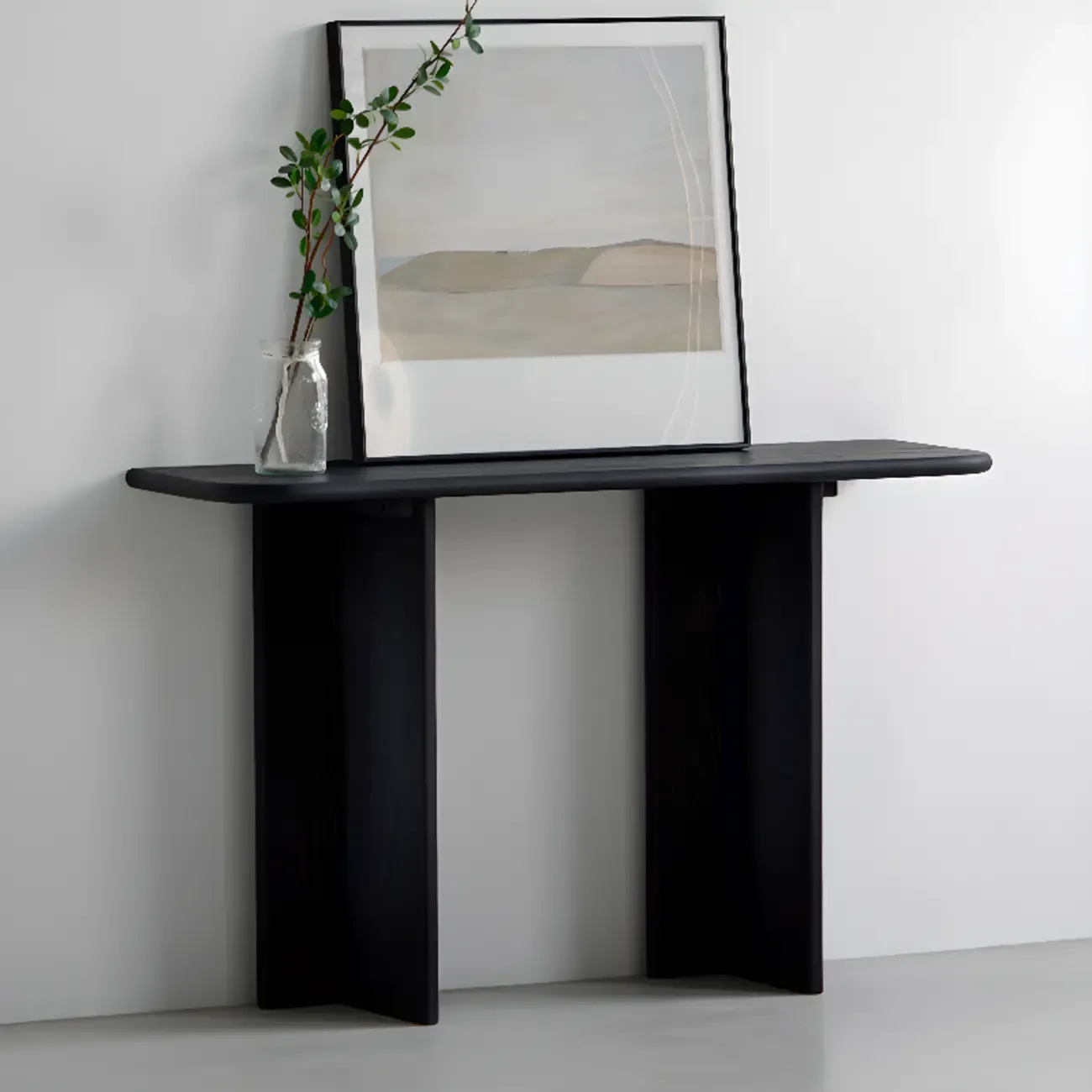 Modern Rectangle Black Ash Console Table Image - 3