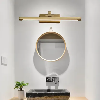 Gold Bathroom Linear Vanity Lights Fixture Over Mirror  Image - 1