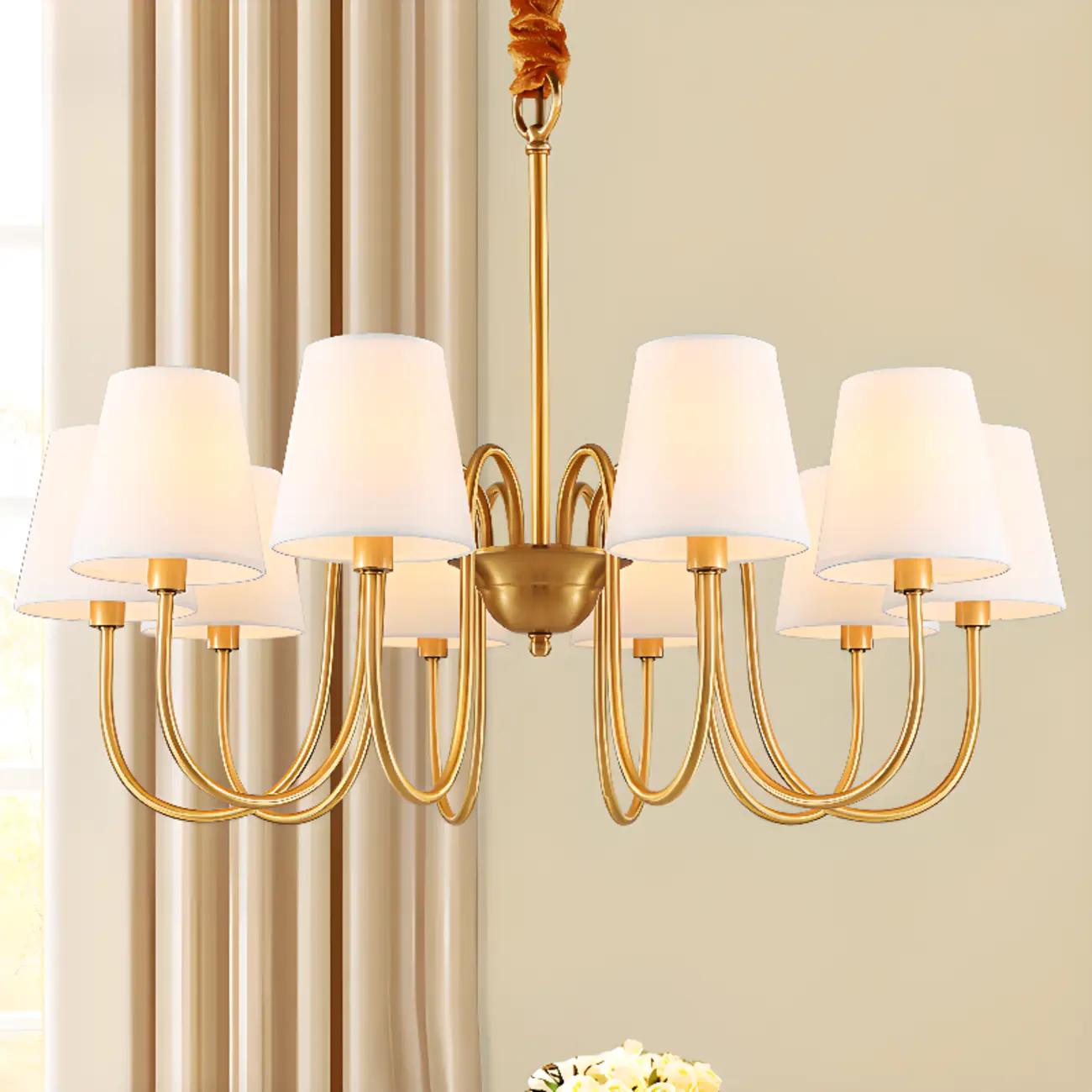 6-Light Modern Chain Fabric Chandelier for Dining Room Image - 8 | homeyfad