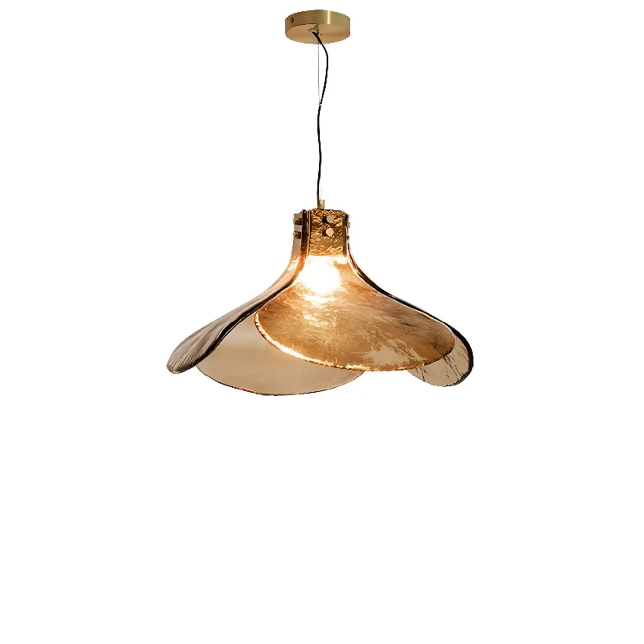 Modern Gold Glass Petals Pendant Light for Living Room Image - 6