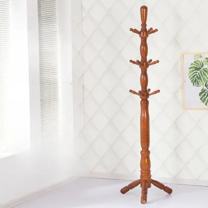 Elegant Walnut Hall Tree with Round Base Image - 8