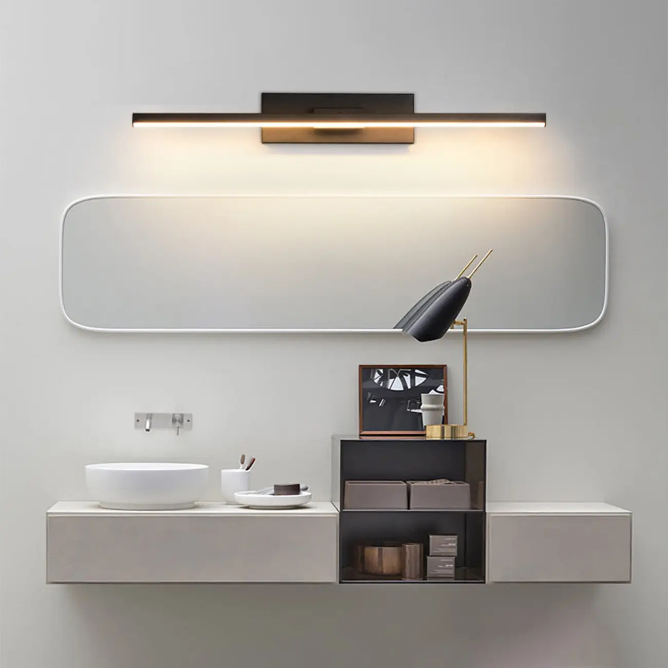 Linear Rotating Mini Vanity light with Silica Gel Shade Image - 14 | homeyfad