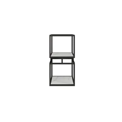 Modern Cube Bookcase with Metal Tower Display Shelf in Black & Gold Image - 6