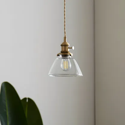 Modern Clear Glass Stripe Lampshade Pendant Light for Dining Room Image - 17