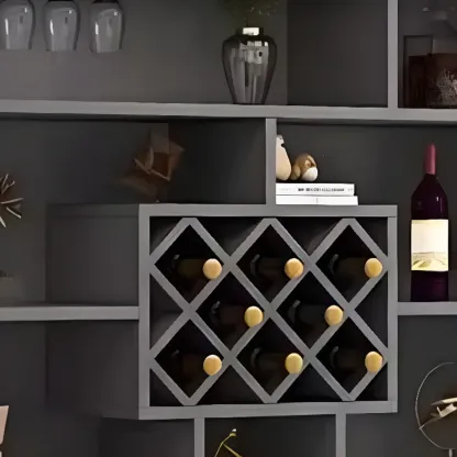 Modern Wooden Wine Rack with Glass Holder Image - 8