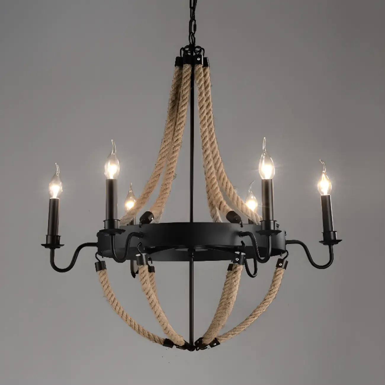 Industrial Vintage Iron Chandelier with 	Adjustable Height Image - 17