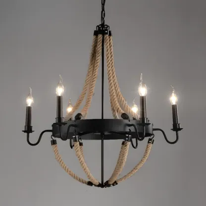 Industrial Vintage Iron Chandelier with 	Adjustable Height Image - 17